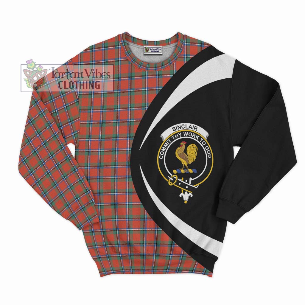 Sinclair Ancient Tartan Sweatshirt with Family Crest Circle Style Unisex - Tartan Vibes Clothing