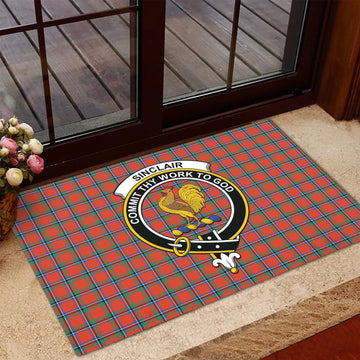 Sinclair Ancient Tartan Door Mat with Family Crest