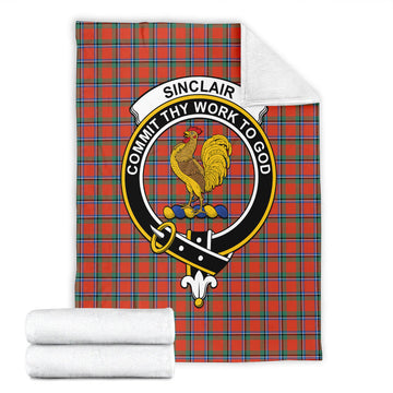 Sinclair Ancient Tartan Blanket with Family Crest