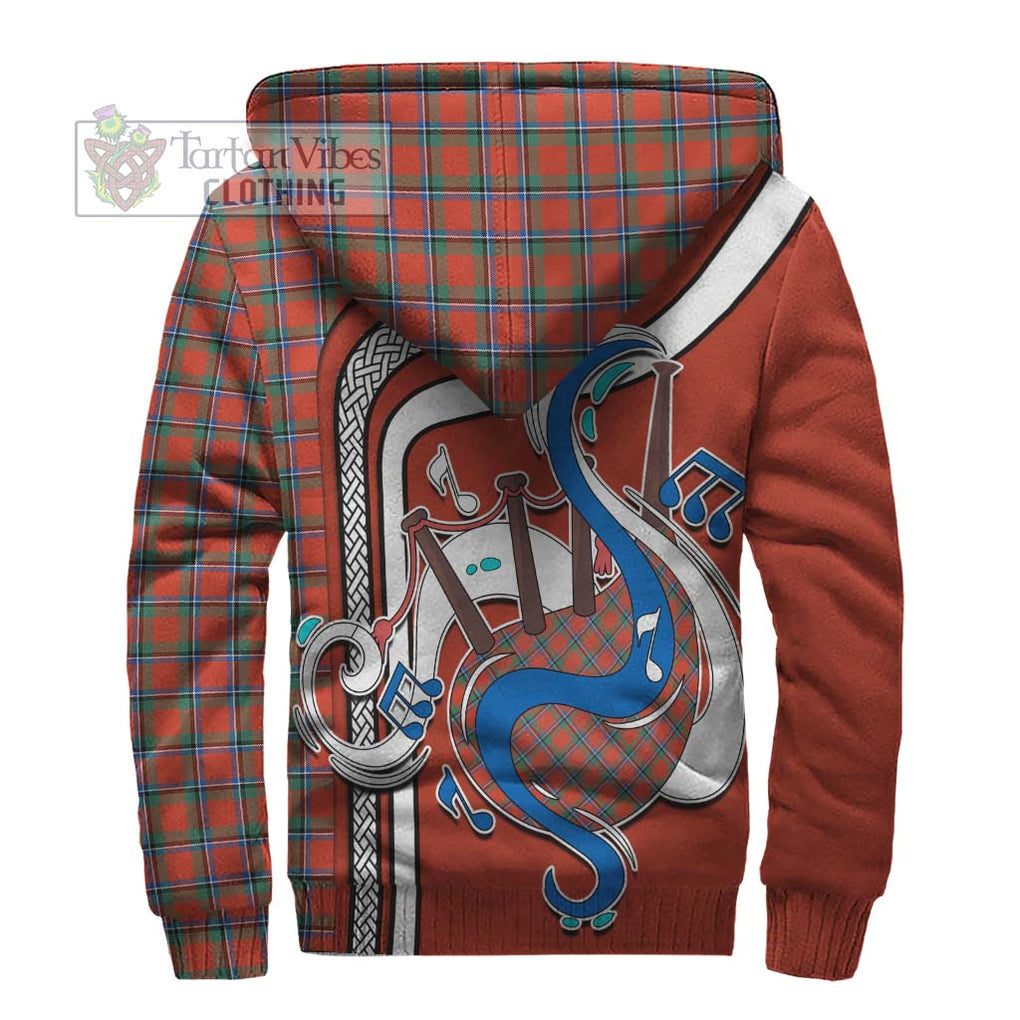 Sinclair Ancient Tartan Sherpa Hoodie with Epic Bagpipe Style - Tartanvibesclothing Shop