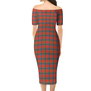 Sinclair Ancient Tartan Off Shoulder Lady Dress