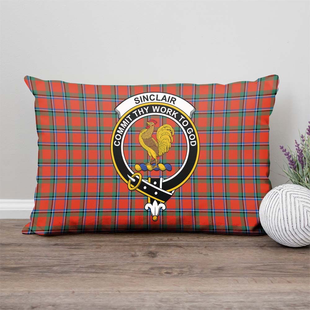 Sinclair Ancient Tartan Pillow Cover with Family Crest Rectangle Pillow Cover - Tartanvibesclothing