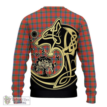 Sinclair Ancient Tartan Ugly Sweater with Family Crest Celtic Wolf Style