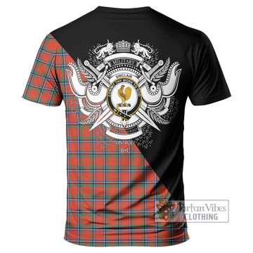 Sinclair Ancient Tartan T-Shirt with Family Crest and Military Logo Style