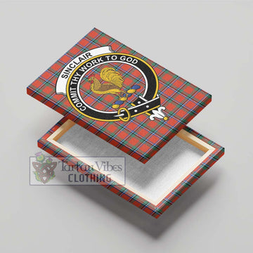 Sinclair Ancient Tartan Canvas Print Wall Art with Family Crest