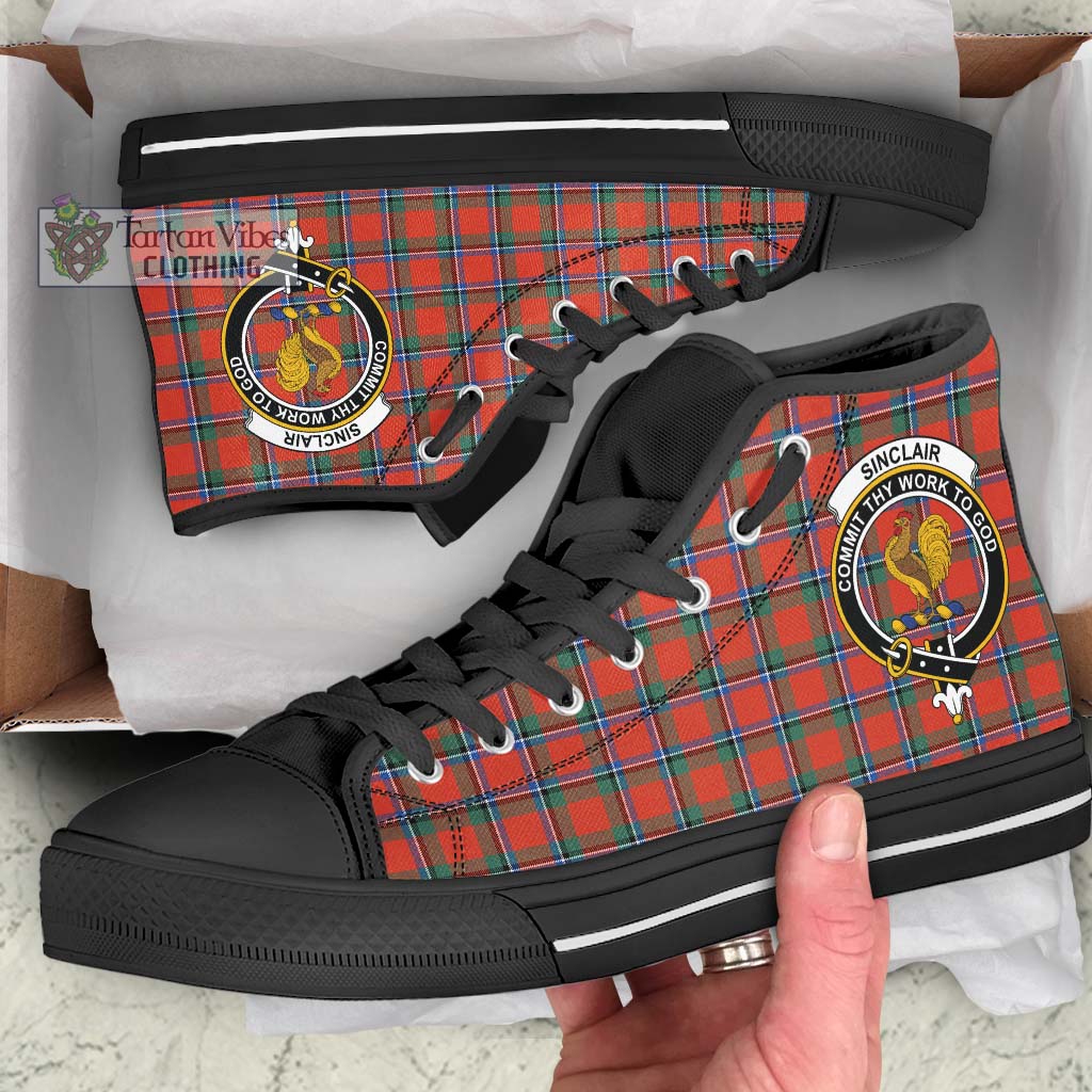 Tartan Vibes Clothing Sinclair Ancient Tartan High Top Shoes with Family Crest