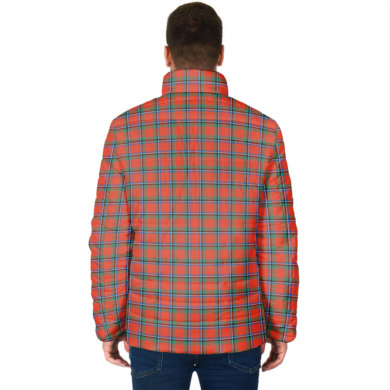 Sinclair Ancient Tartan Padded Jacket with Family Crest - Tartan Vibes Clothing