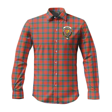 Sinclair Ancient Tartan Long Sleeve Button Up Shirt with Family Crest