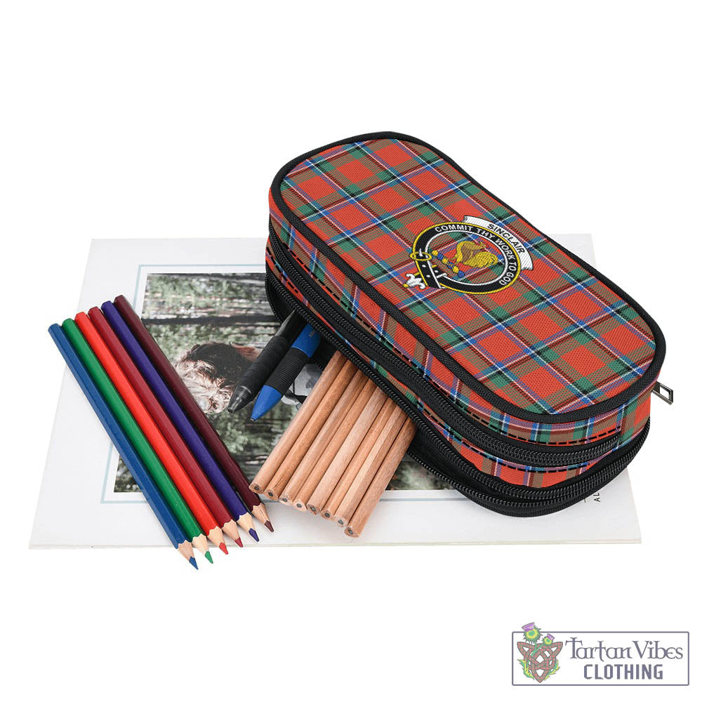 Tartan Vibes Clothing Sinclair Ancient Tartan Pen and Pencil Case with Family Crest