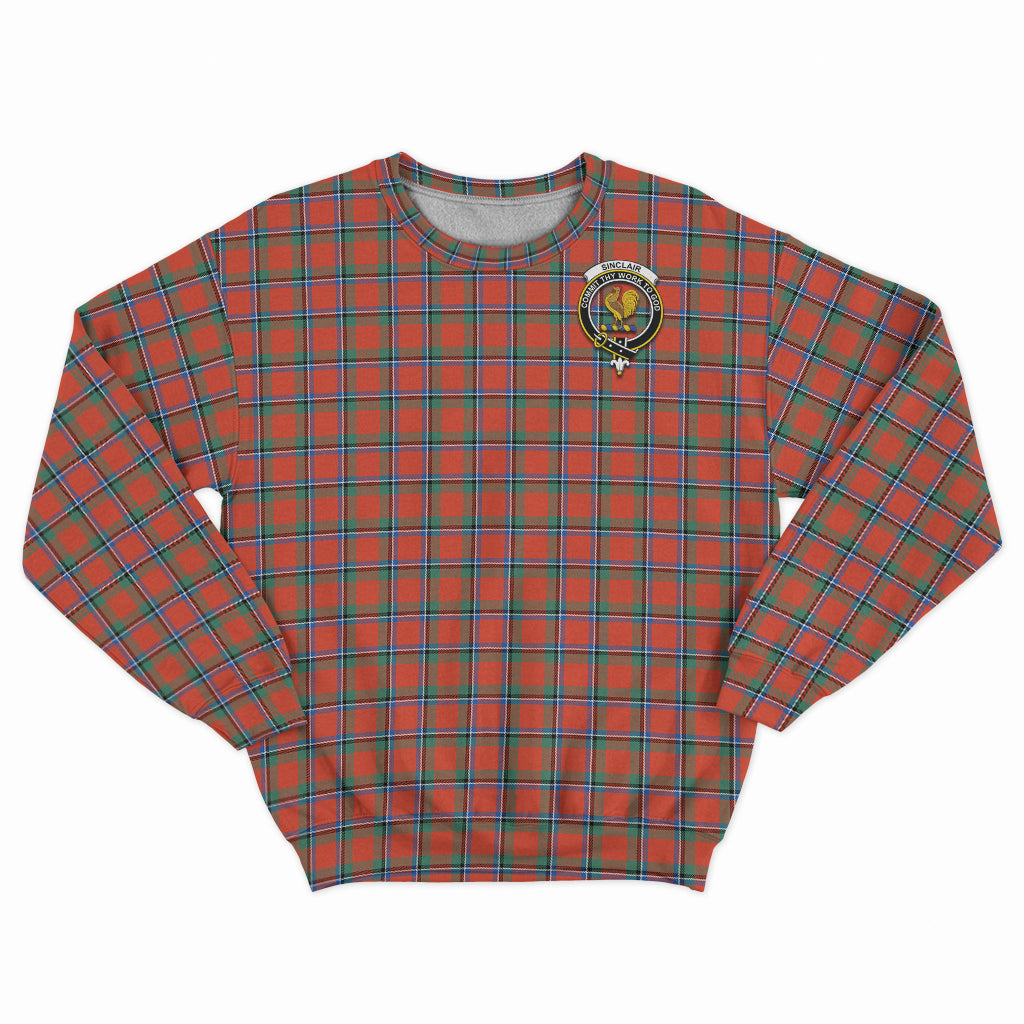 Sinclair Ancient Tartan Sweatshirt with Family Crest - Tartan Vibes Clothing