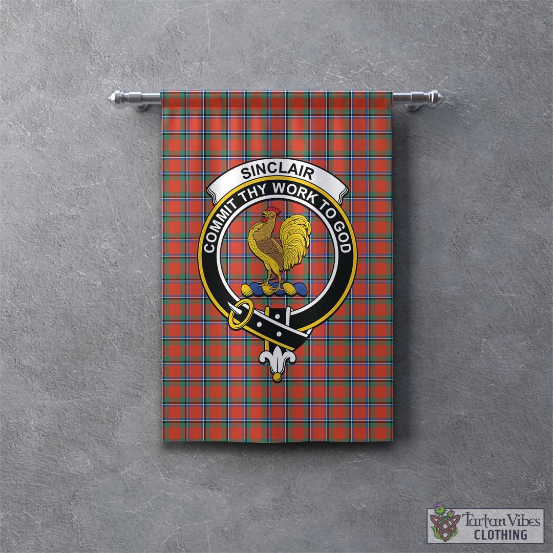 Tartan Vibes Clothing Sinclair Ancient Tartan Gonfalon, Tartan Banner with Family Crest