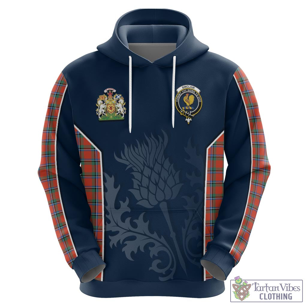 Tartan Vibes Clothing Sinclair Ancient Tartan Hoodie with Family Crest and Scottish Thistle Vibes Sport Style