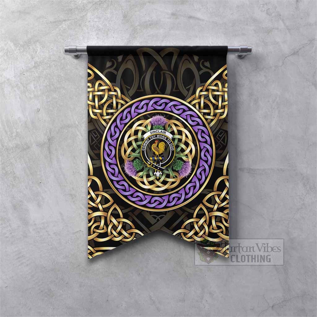 Sinclair Clan Crest Gonfalon Celtic Scottish Thistle Fishtail - Tartan Vibes Clothing