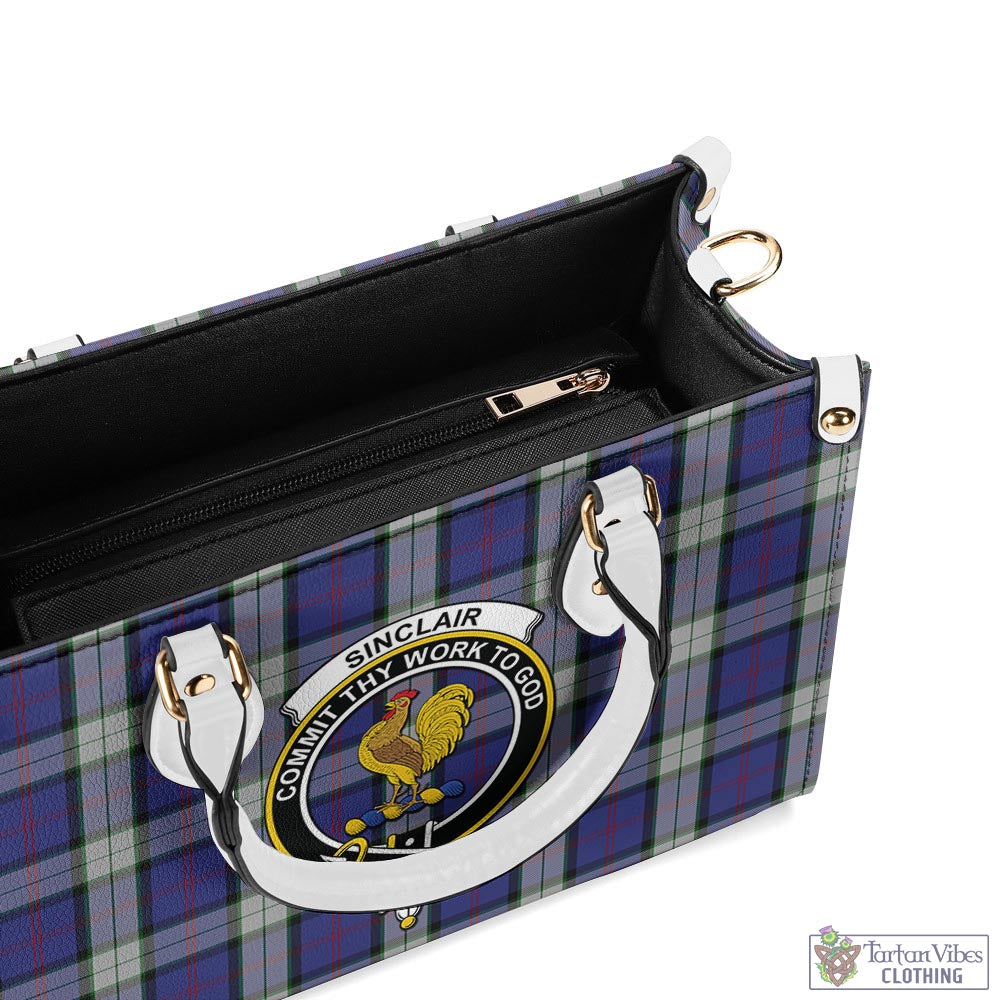 Tartan Vibes Clothing Sinclair Dress Tartan Luxury Leather Handbags with Family Crest