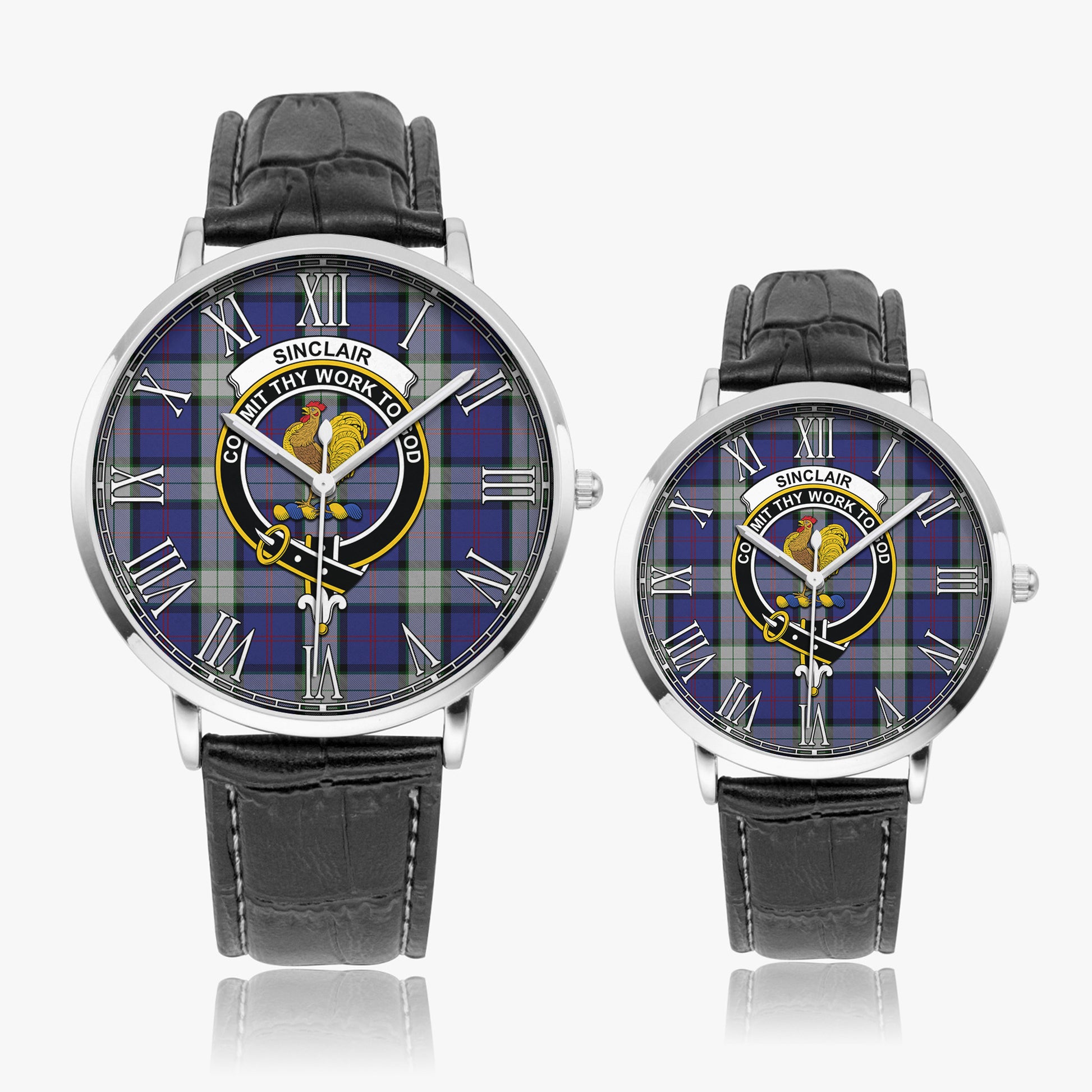 Sinclair Dress Tartan Family Crest Leather Strap Quartz Watch - Tartanvibesclothing