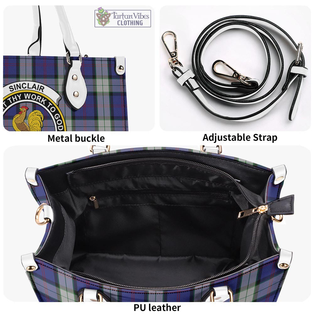 Tartan Vibes Clothing Sinclair Dress Tartan Luxury Leather Handbags with Family Crest