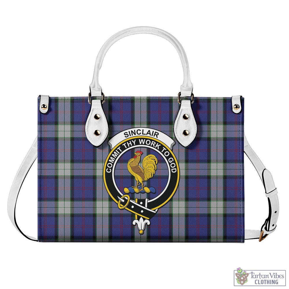 Tartan Vibes Clothing Sinclair Dress Tartan Luxury Leather Handbags with Family Crest