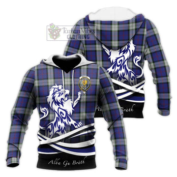 Sinclair Dress Tartan Knitted Hoodie with Alba Gu Brath Regal Lion Emblem