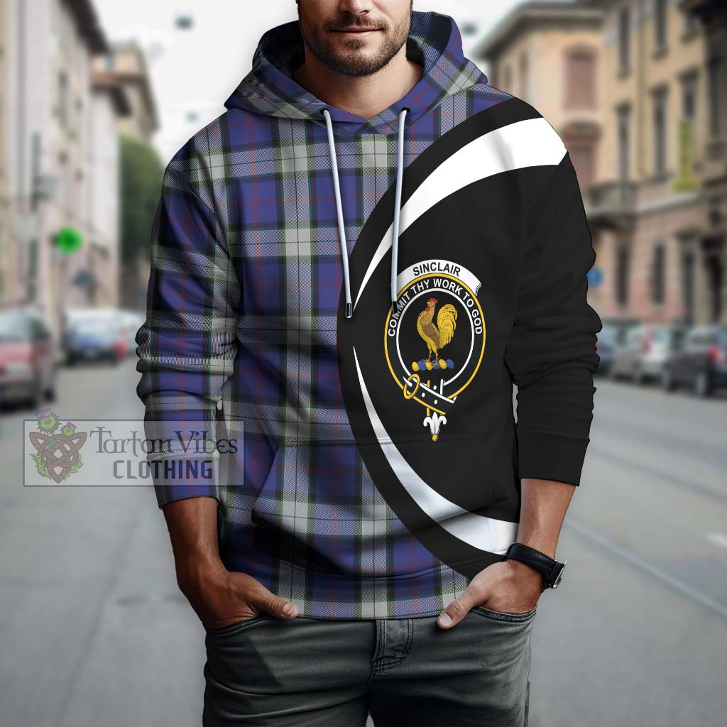 Sinclair Dress Tartan Hoodie with Family Crest Circle Style Zip Hoodie - Tartan Vibes Clothing