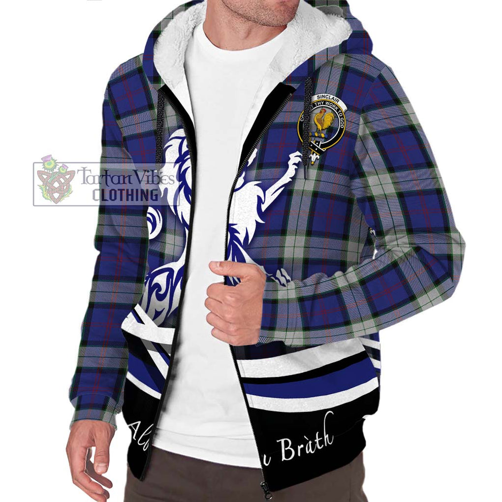 Sinclair Dress Tartan Sherpa Hoodie with Alba Gu Brath Regal Lion Emblem Unisex S - Tartanvibesclothing Shop