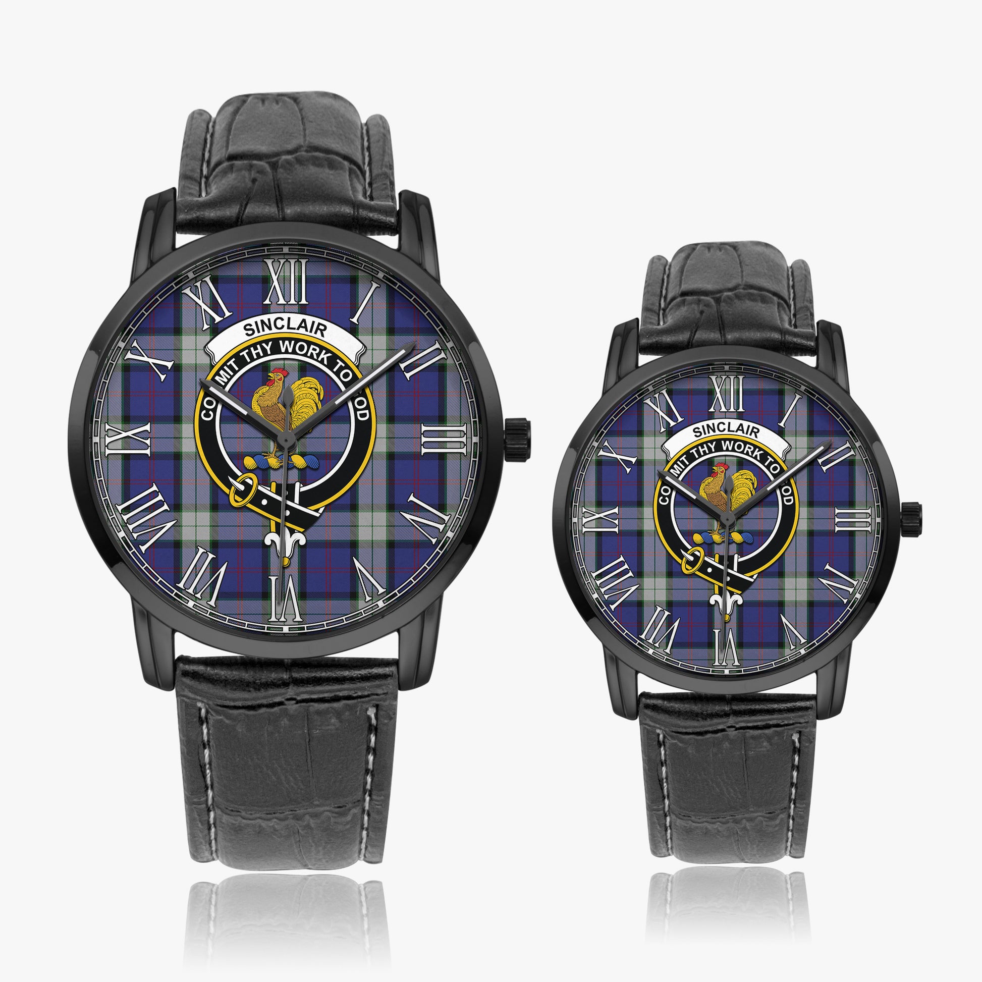 Sinclair Dress Tartan Family Crest Leather Strap Quartz Watch - Tartanvibesclothing