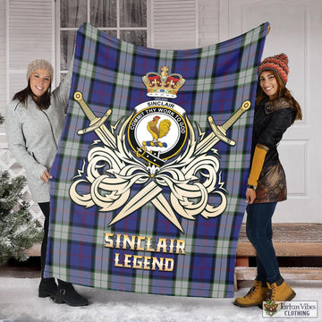 Sinclair Dress Tartan Blanket with Clan Crest and the Golden Sword of Courageous Legacy