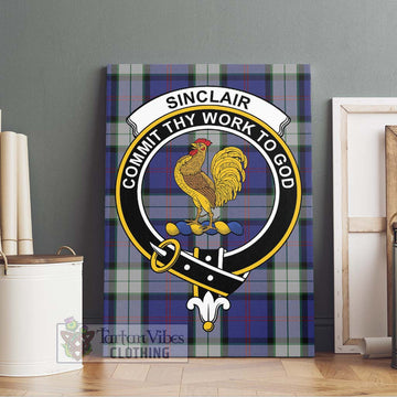 Sinclair Dress Tartan Canvas Print Wall Art with Family Crest