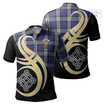 Sinclair Dress Tartan Polo Shirt with Family Crest and Celtic Symbol Style