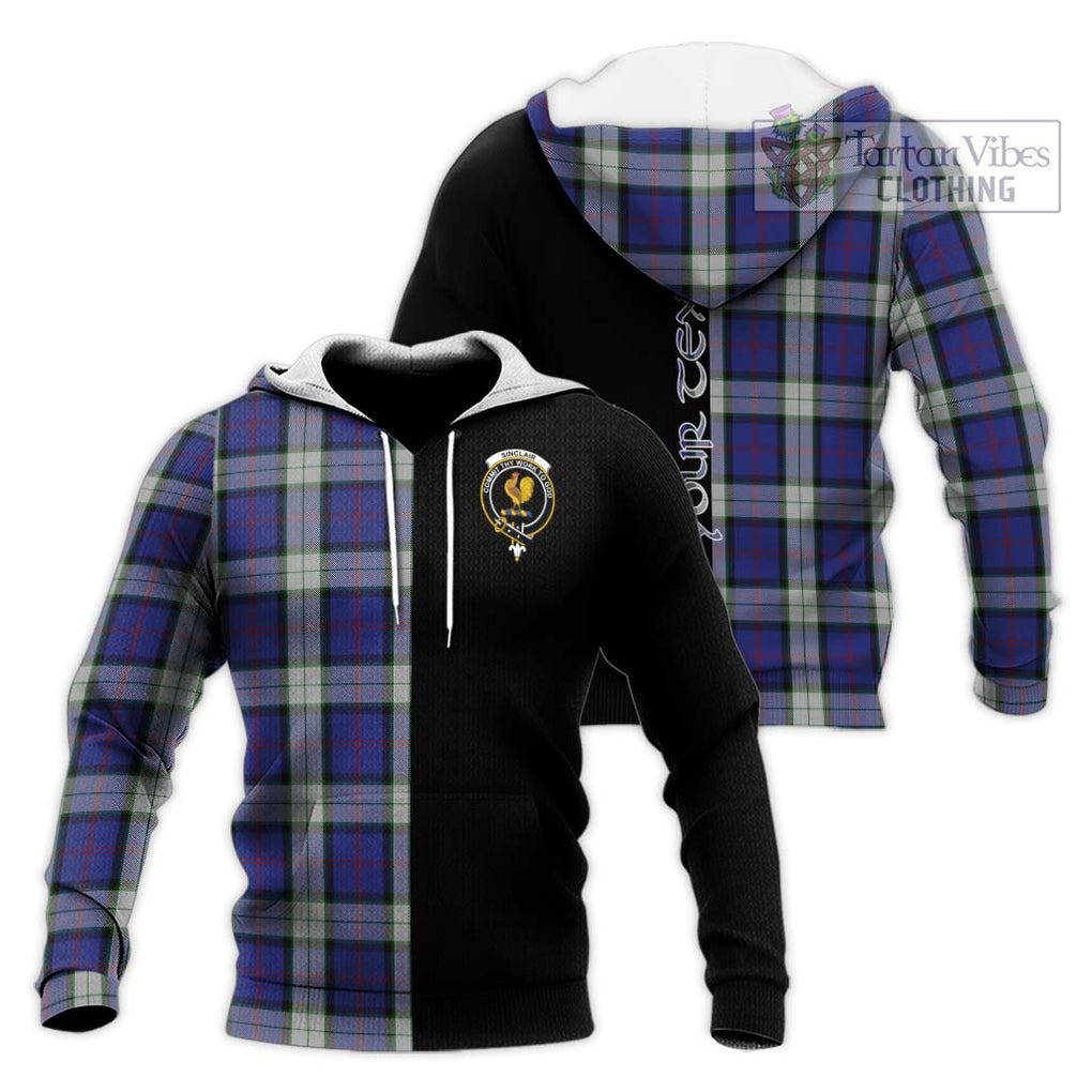 Sinclair Dress Tartan Knitted Hoodie with Family Crest and Half Of Me Style Unisex Knitted Pullover Hoodie - Tartanvibesclothing Shop