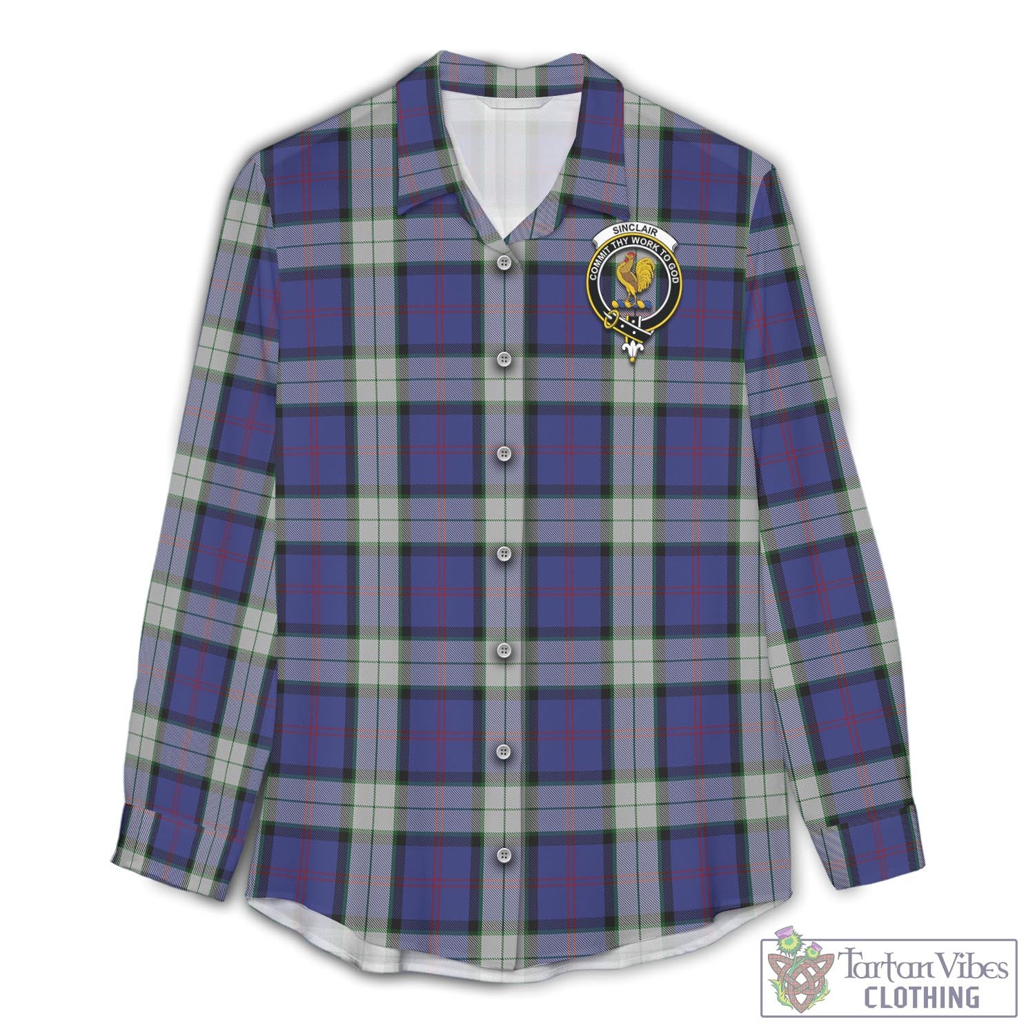 Tartan Vibes Clothing Sinclair Dress Tartan Womens Casual Shirt with Family Crest