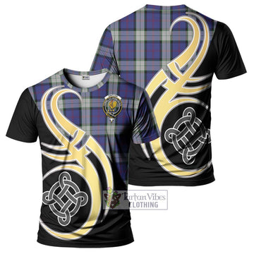 Sinclair Dress Tartan T-Shirt with Family Crest and Celtic Symbol Style