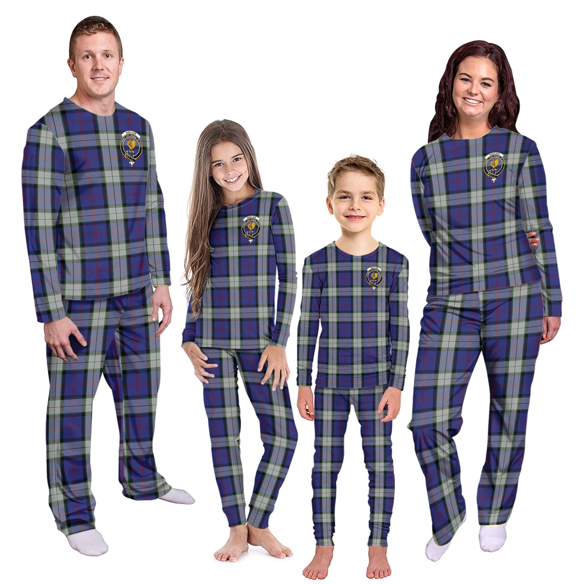 Sinclair Dress Tartan Pajamas Family Set with Family Crest - Tartanvibesclothing