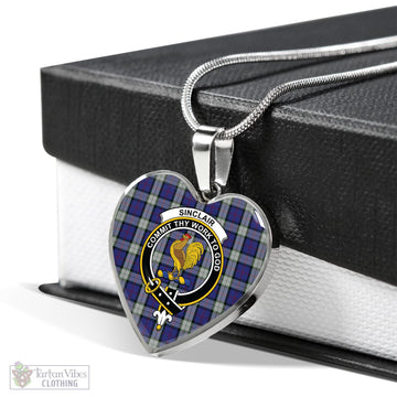 Sinclair Dress Tartan Heart Necklace with Family Crest