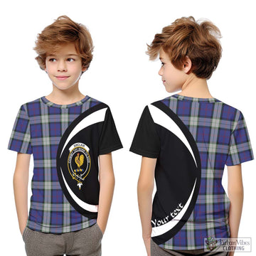 Sinclair Dress Tartan Kid T-Shirt with Family Crest Circle Style