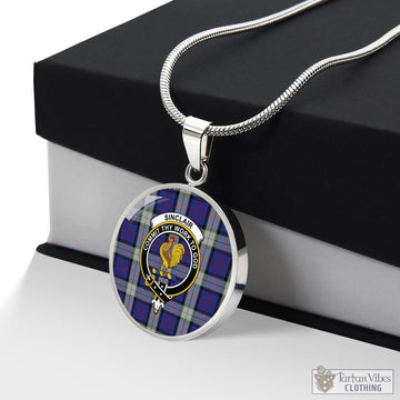 Sinclair Dress Tartan Circle Necklace with Family Crest