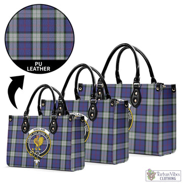 Sinclair Dress Tartan Luxury Leather Handbags with Family Crest