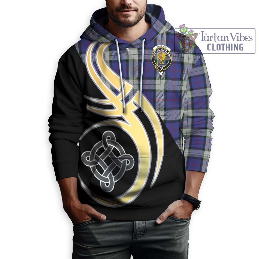 Sinclair Dress Tartan Hoodie with Family Crest and Celtic Symbol Style Zip Hoodie - Tartan Vibes Clothing