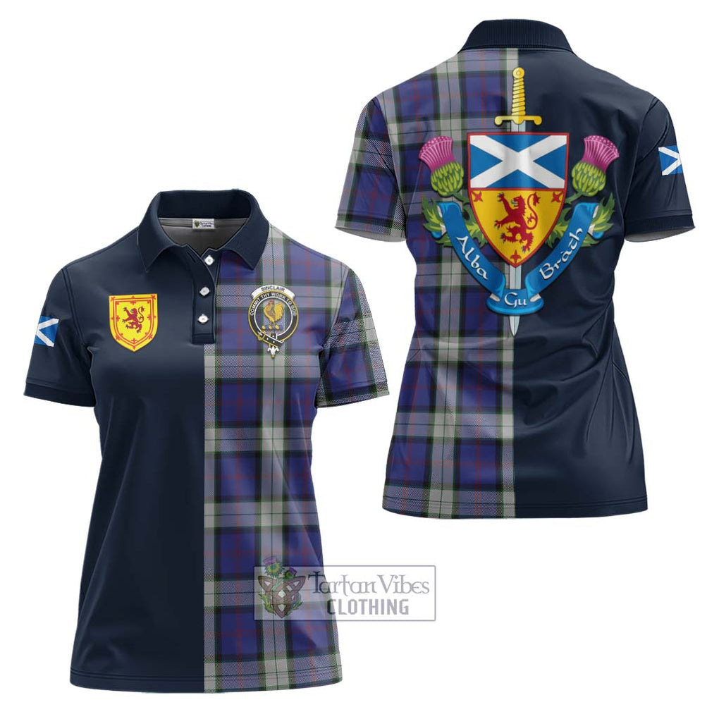 Tartan Vibes Clothing Sinclair Dress Tartan Women's Polo Shirt with Scottish Lion Royal Arm Half Style