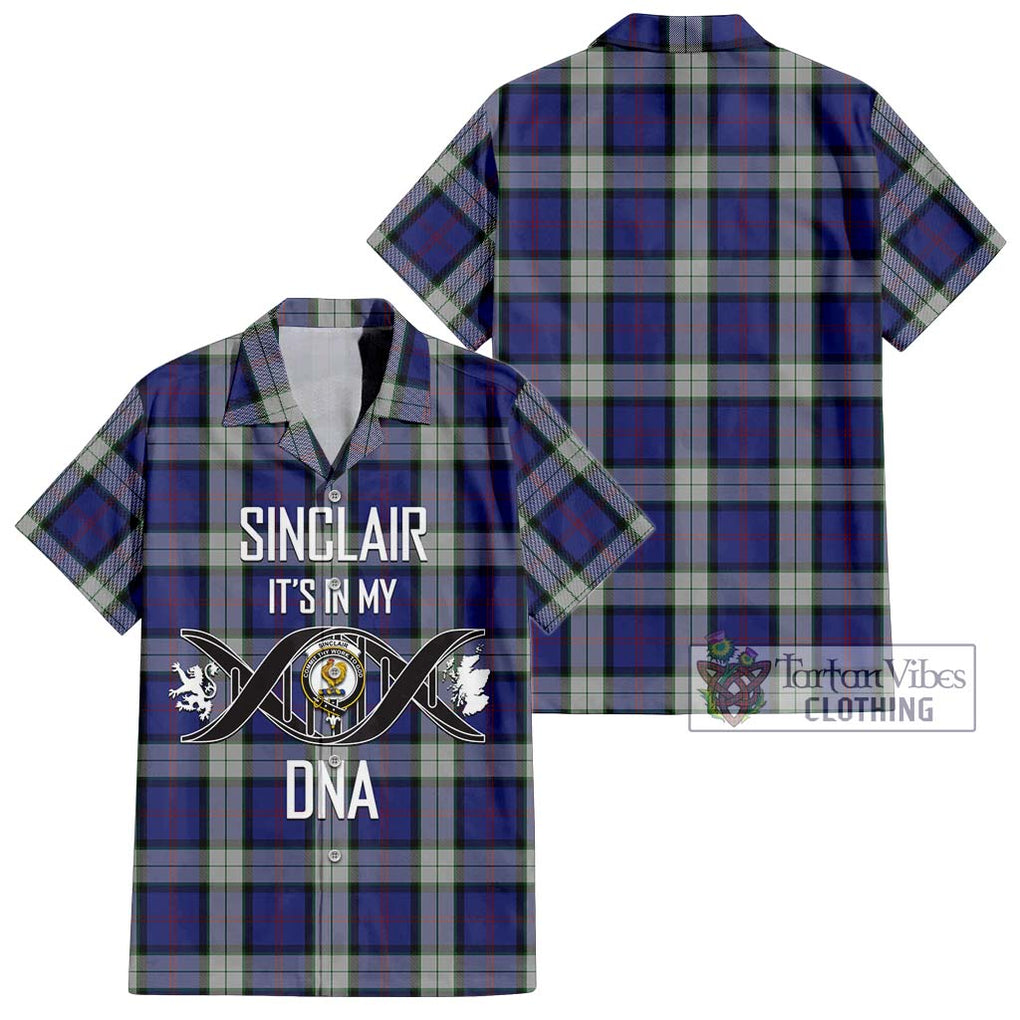 Sinclair Dress Tartan Short Sleeve Button Shirt with Family Crest DNA In Me Style Kid - Tartanvibesclothing Shop