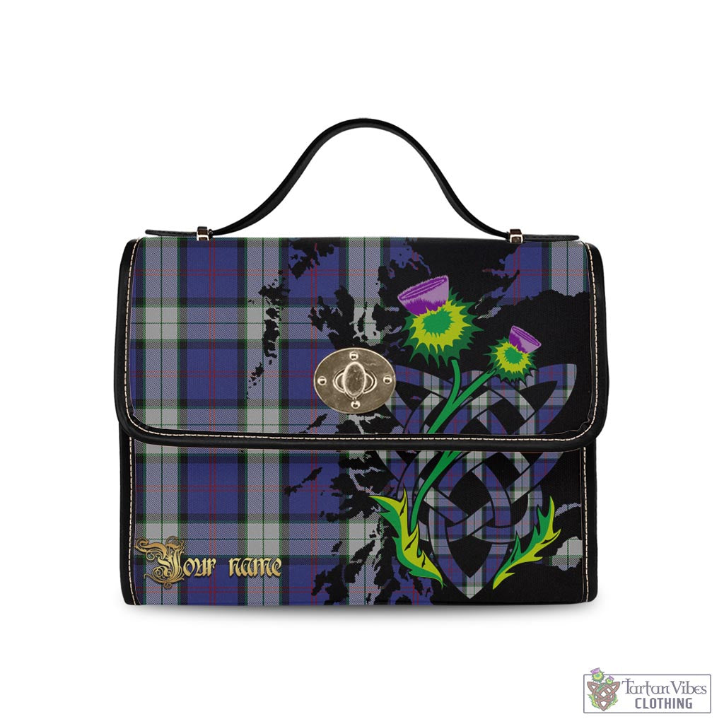 Tartan Vibes Clothing Sinclair Dress Tartan Waterproof Canvas Bag with Scotland Map and Thistle Celtic Accents