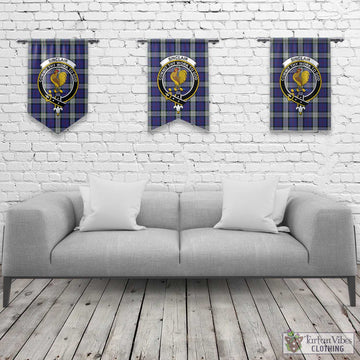 Sinclair Dress Tartan Gonfalon, Tartan Banner with Family Crest