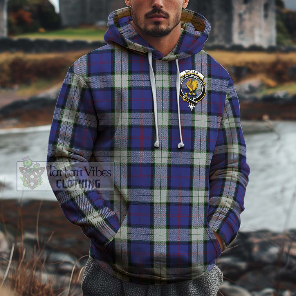 Sinclair Dress Tartan Cotton Hoodie with Family Crest Pullover Hoodie XS - Tartan Vibes Clothing