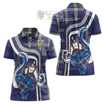 Sinclair Dress Tartan Women's Polo Shirt with Epic Bagpipe Style