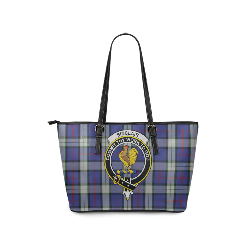 Sinclair Dress Tartan Leather Tote Bag with Family Crest - Tartan Vibes Clothing