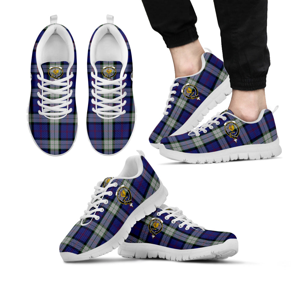 Sinclair Dress Tartan Sneakers with Family Crest Kid's Sneakers - Tartan Vibes Clothing