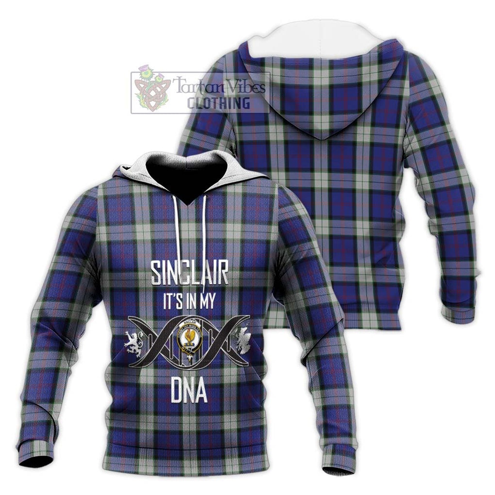 Sinclair Dress Tartan Knitted Hoodie with Family Crest DNA In Me Style Unisex Knitted Pullover Hoodie - Tartanvibesclothing Shop