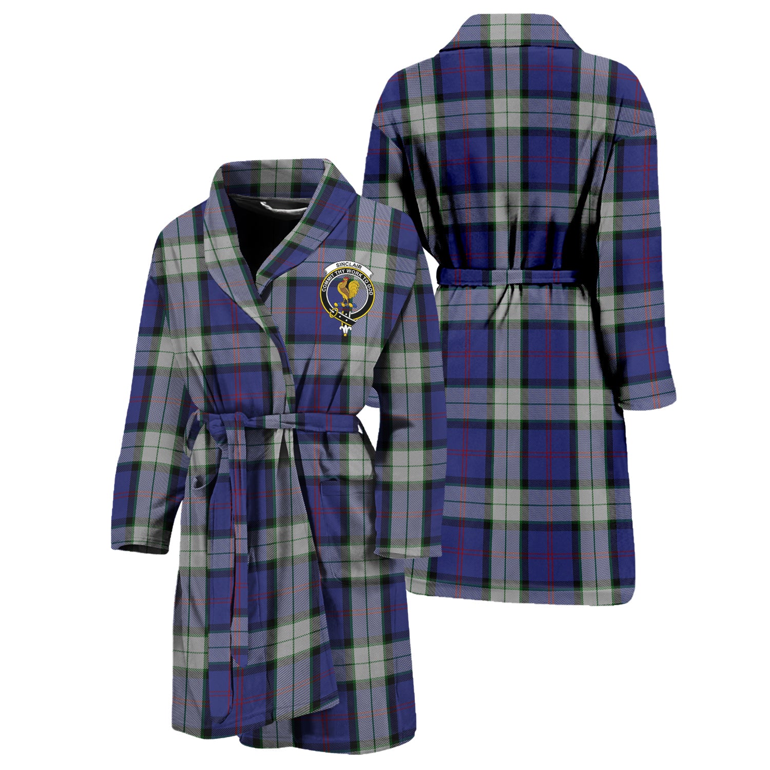 Sinclair Dress Tartan Bathrobe with Family Crest Unisex S - Tartan Vibes Clothing