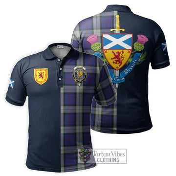 Sinclair Dress Tartan Polo Shirt Alba with Scottish Lion Royal Arm Half Style