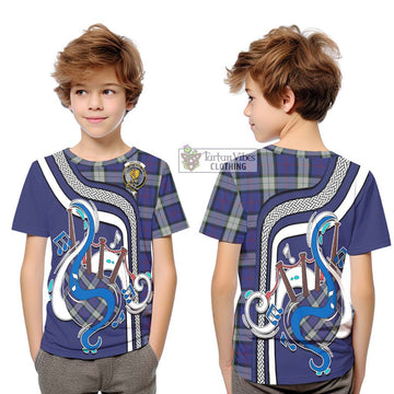 Sinclair Dress Tartan Kid T-Shirt with Epic Bagpipe Style