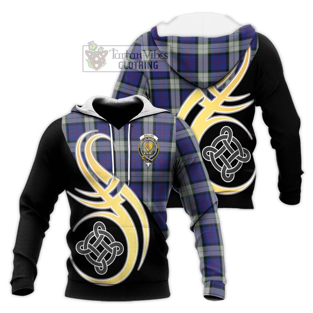 Sinclair Dress Tartan Knitted Hoodie with Family Crest and Celtic Symbol Style Unisex Knitted Pullover Hoodie - Tartan Vibes Clothing